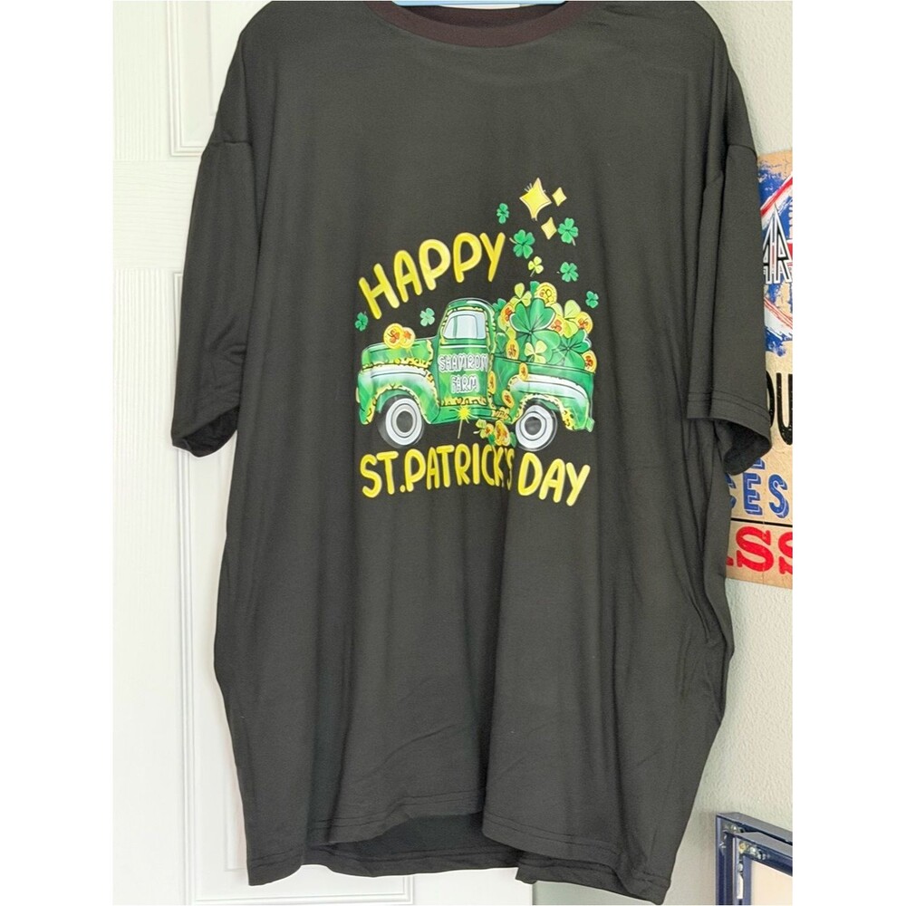 Happy St. Patrick's Day Shamrock Truck Graphic T-Shirt Size 3XL/4XL
